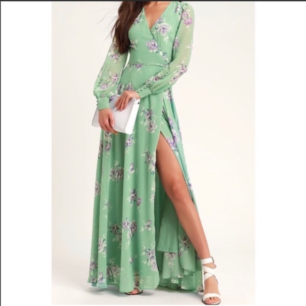 NWT Lulu's My Whole Heart sage green maxi wrap